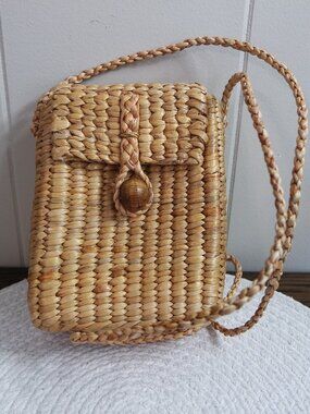 Woven Straw Crossbody Bag Boho Mini Purse Artisan Summer Festival Beach Artsy